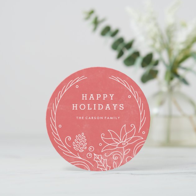 Floral Wreath Holiday Invitation - Holly