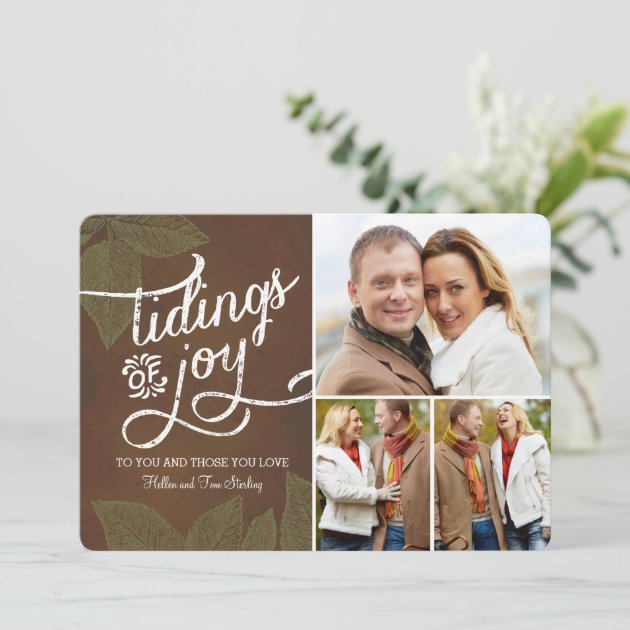Vintage Leaves Holiday Photo Card