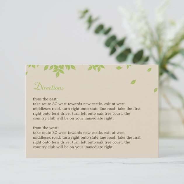 Oak Tree Directions Card