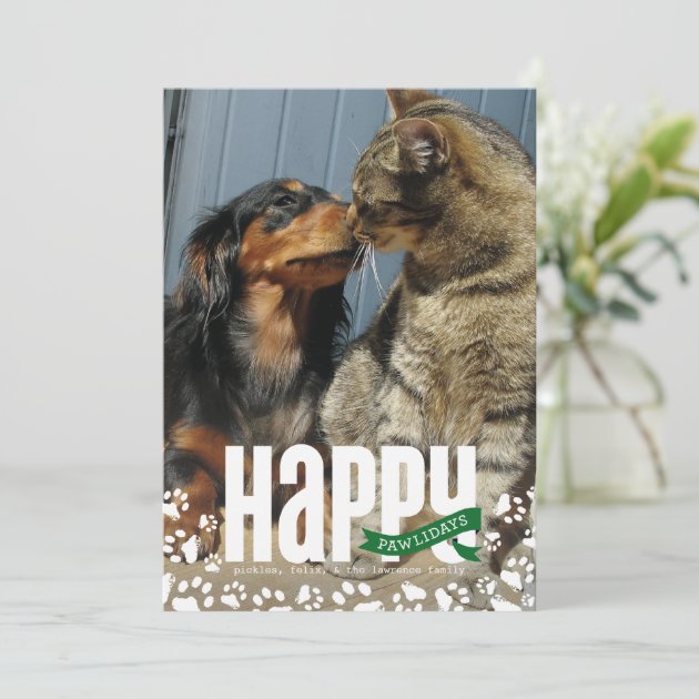 Happy Pawlidays Pet Christmas Photo Card