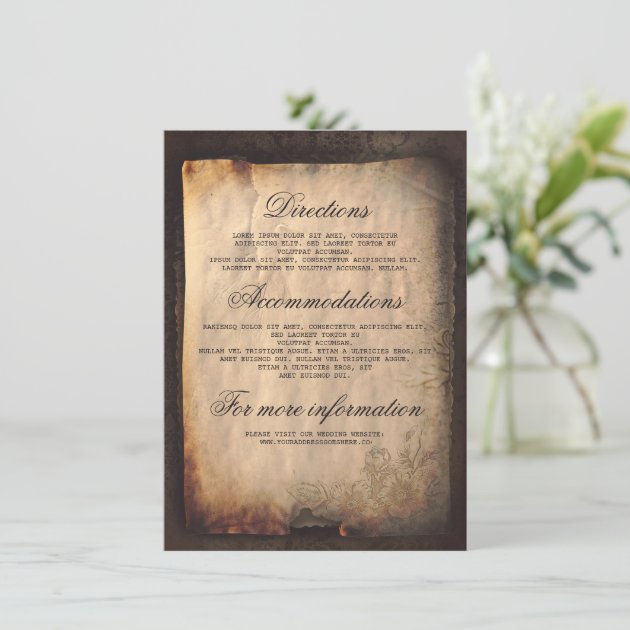 Gothic Antique Wedding Details - Information Enclosure Card