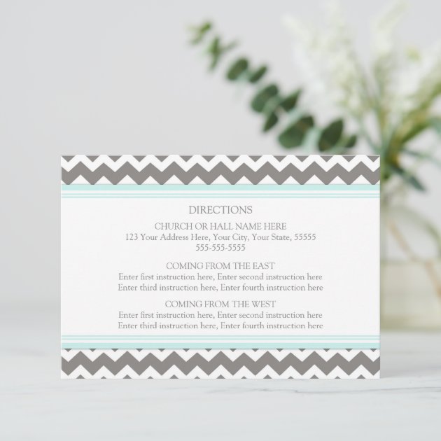 Wedding Direction Cards Blue Grey Chevron