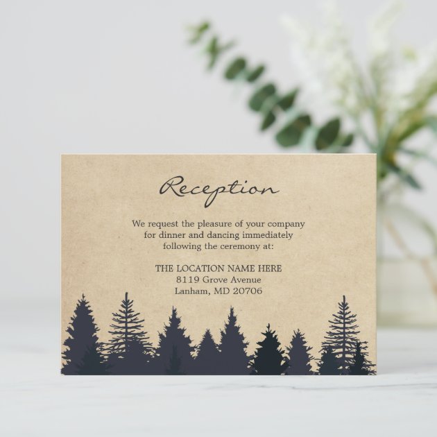 Rustic Pine Trees Kraft Wedding Details Reception Enclosure Card