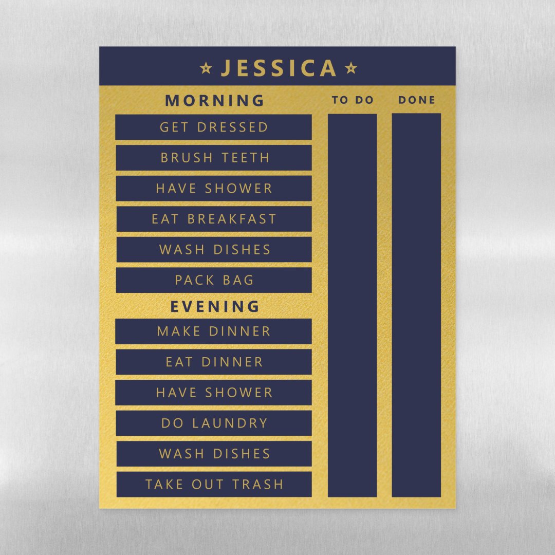 Chores Classy Gold Navy Magnetic Dry Erase Sheet