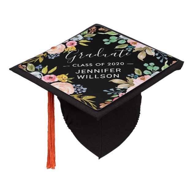 Bright Watercolor Floral | Class Of 2018 Graduate Graduation Cap Topper