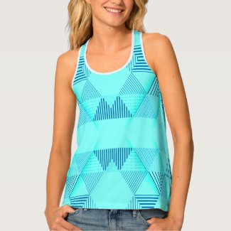 Blue Triangle Pattern Tank Top