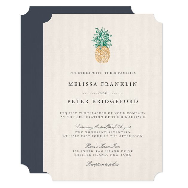 Vintage Pineapple Wedding Invitation