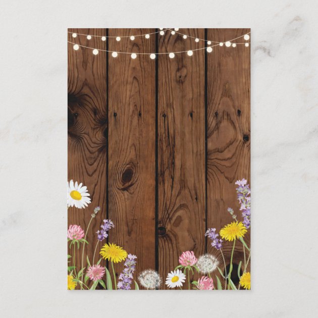 Wild Flowers Accommodation Wedding Floral Wood Enclosure Card