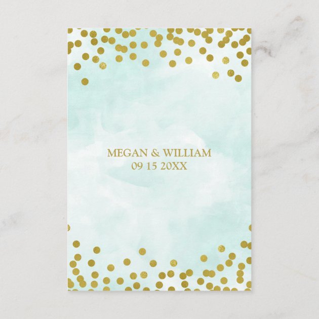 Blue Watercolor Gold Wedding Direction Insert