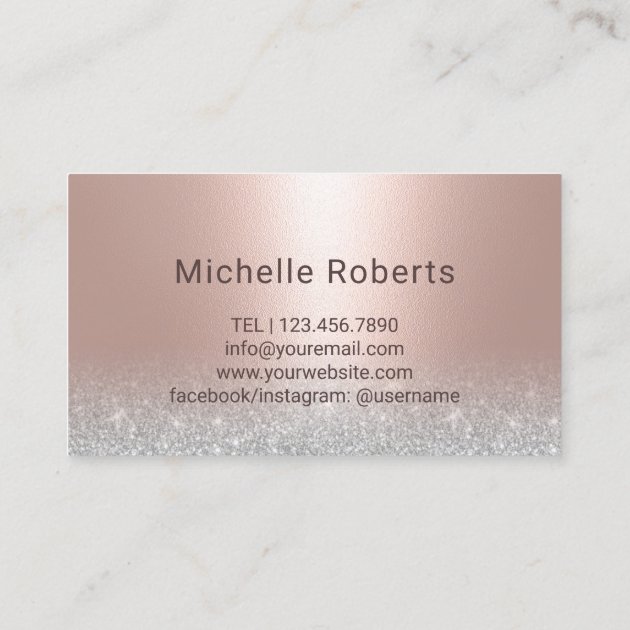 Hair Stylist Modern Typography Blush Rose Gold Business Card (back side)