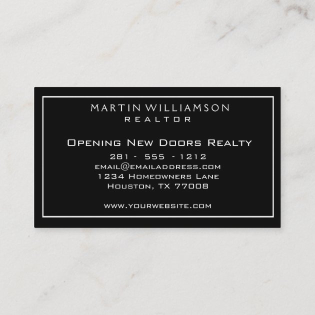 Professional Real Estate Modern Classic Doors Business Card (back side)