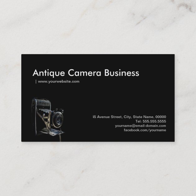Antique Vintage Camera Store - Photographer Business Card (back side)