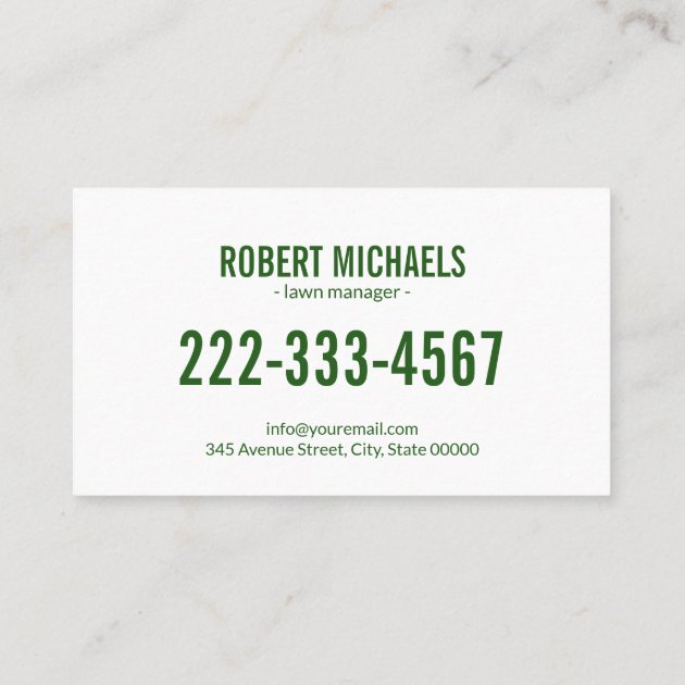 Green Grass Yard Lawn Care Gardening Landscaping Business Card (back side)