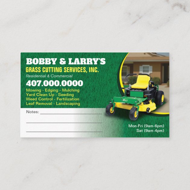 Landscaping Lawn Care Grass Cutting Business Card (back side)