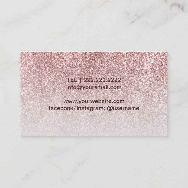 Trendy Rose Gold Glitter Lashes Eyelash Salon Business Card (back side)