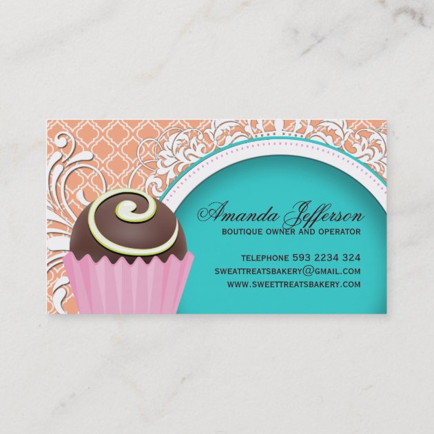 Chic and Elegant Cake Bites Business Cards (back side)