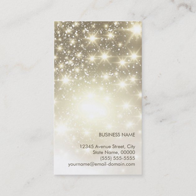 Hairstylist - Shiny Gold Sparkles Business Card (back side)