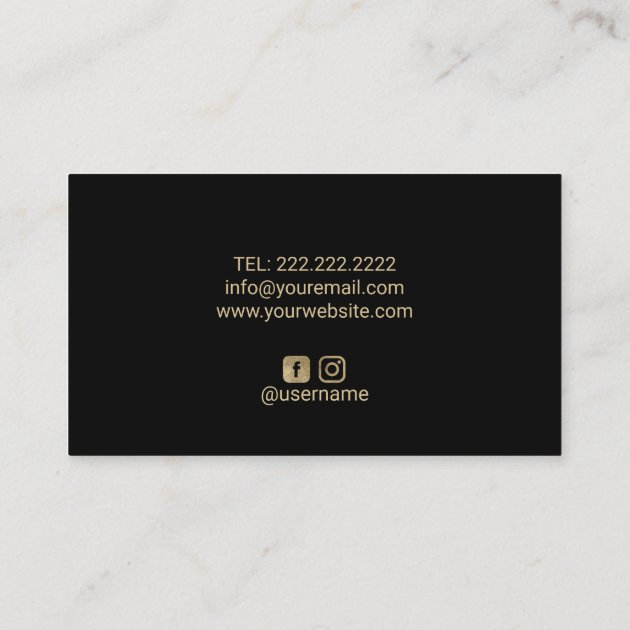 Pastry Personal Chef Modern Black & Gold Bakery Business Card (back side)