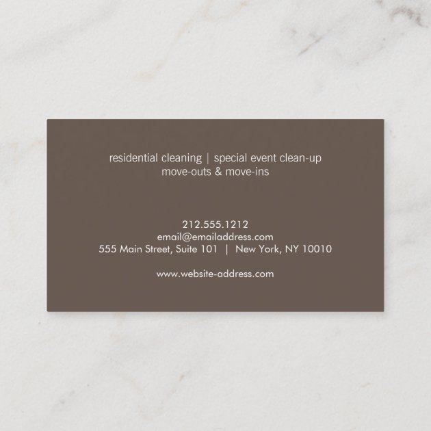 Watercolor Feather Duster Home Cleaning Service Business Card (back side)