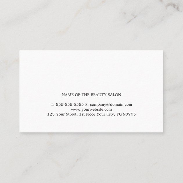 Elegant Clean White Scissors Hair Stylist Business Card (back side)