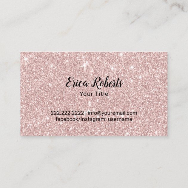 Cupcake Pastry Chef Bakery Rose Gold Glitter Drips Business Card (back side)