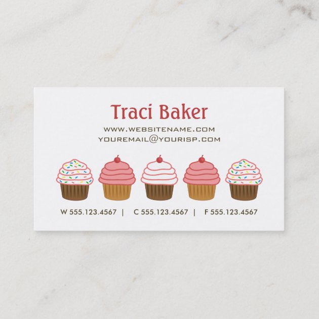 Bakery Cupcake Business Cards (back side)