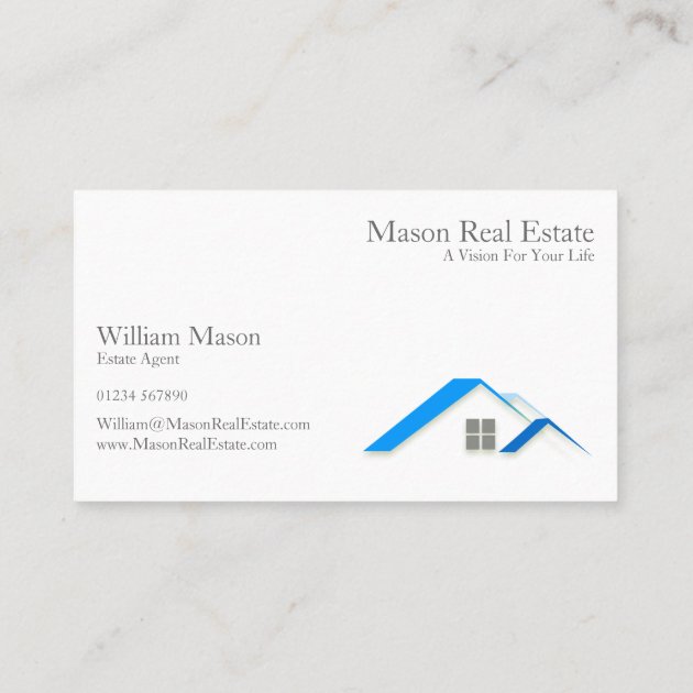 Elegant House Roof Real Estate - Business Card (back side)
