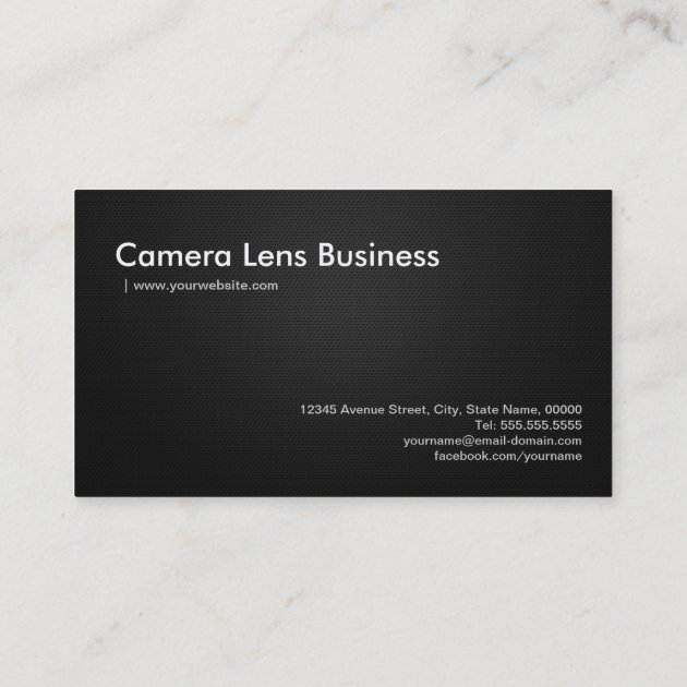 Camera Lens Store - Black and White Photographer Business Card (back side)