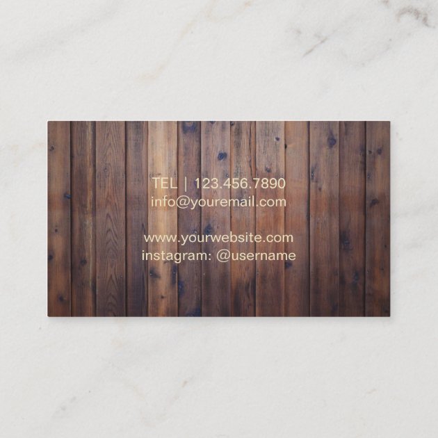 Personal Chef Catering Gold Knife Rustic Wood Business Card (back side)