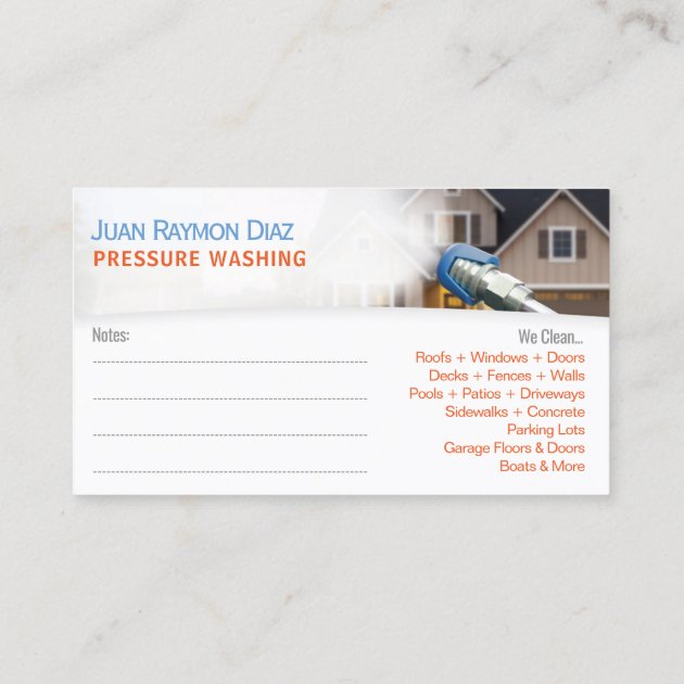 Pressure Washing & Power Cleaning Template Business Card (back side)