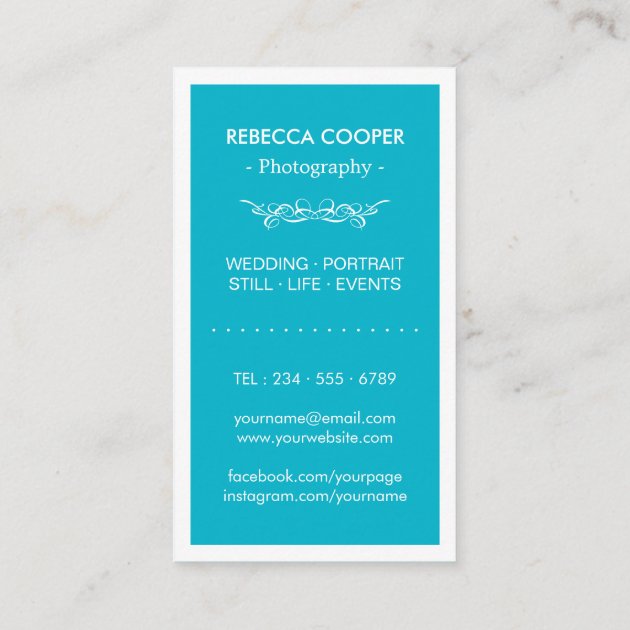 Photography Photo Collage - Modern Scuba Blue Business Card (back side)