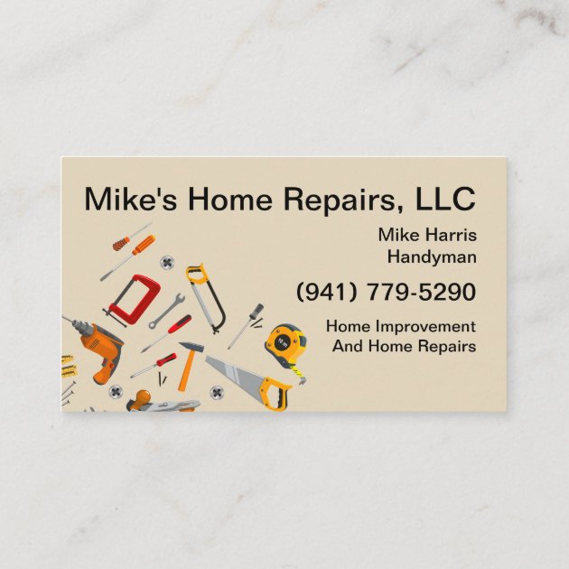 Handyman Services Tools Design Business Card (back side)