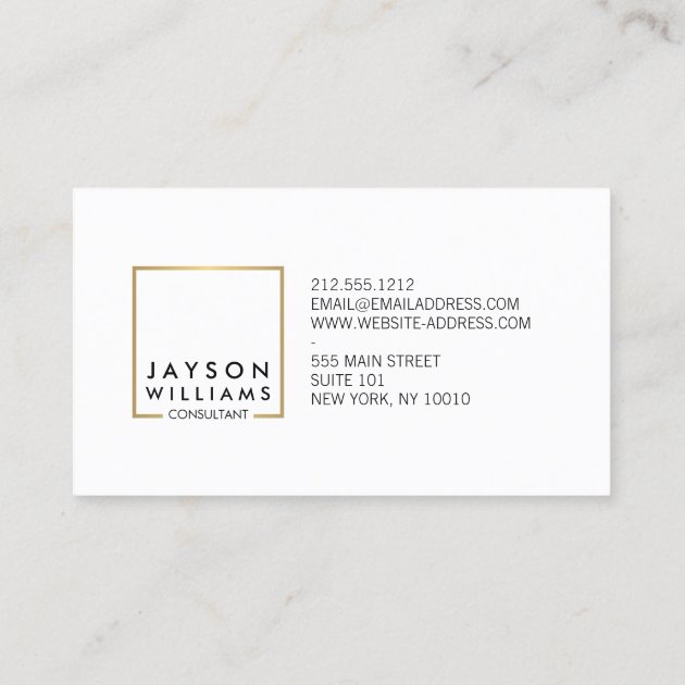 Professional Black and Faux Gold Square Logo II Business Card (back side)