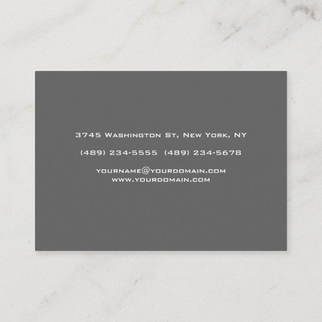 Gray Black Bold Monogram Modern Minimalist Business Card (back side)
