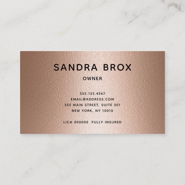 Rose Gold House Cleaner Cleaning Service Business Card (back side)
