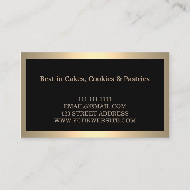 Modern Gold Whisk Bakery Business Card (back side)