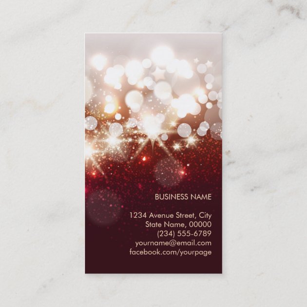 Glamor Red Lips Gold Glitter Sparkle Makeup Artist Business Card (back side)