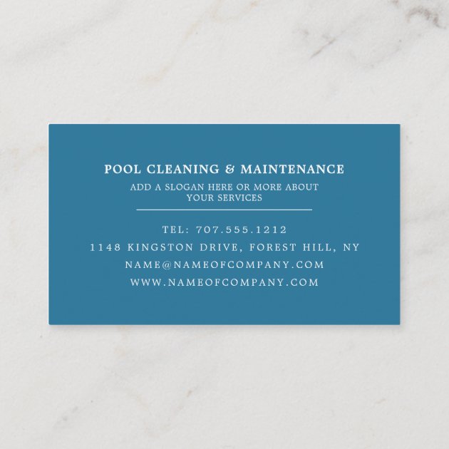 Pool Ladder, Swimming Pool Cleaning Service Business Card (back side)