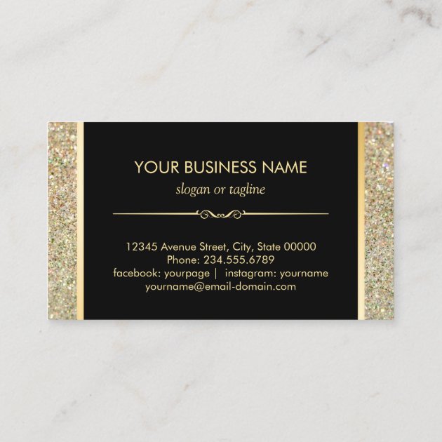 Trendy Gold Lashes Glitter Sparkles Makeup Artist Business Card (back side)