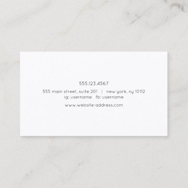 Simple White  Handwritten Script Calligraphy Business Card (back side)