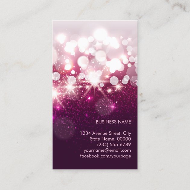 Makeup Artist Red Lips Pink Glitter Sparkling Business Card (back side)