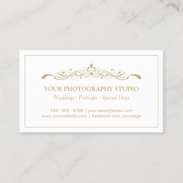 Modern Wedding Photography Studio Elegant Stylish Business Card (back side)