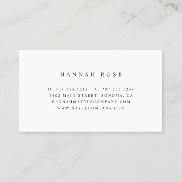 Marble & Rose Gold Scissors Logo Hairstylist Business Card (back side)