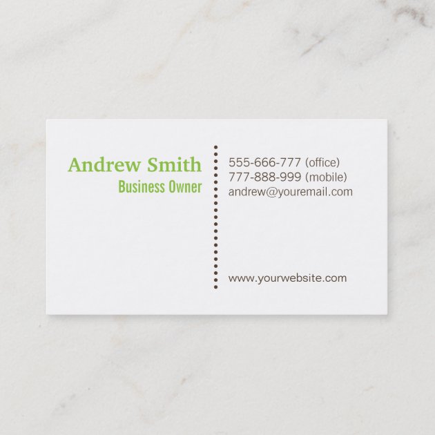 Minimalist Landscaping Services Green Tree Leaves Business Card (back side)