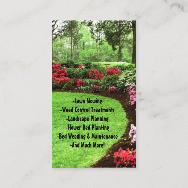 Plush Green Landscape Lawn Care Business Business Card (back side)