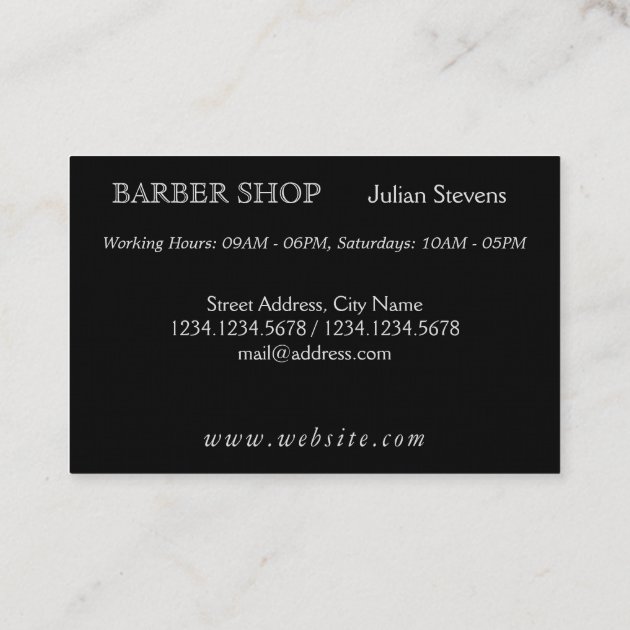 Barber shop chair image cover business card (back side)