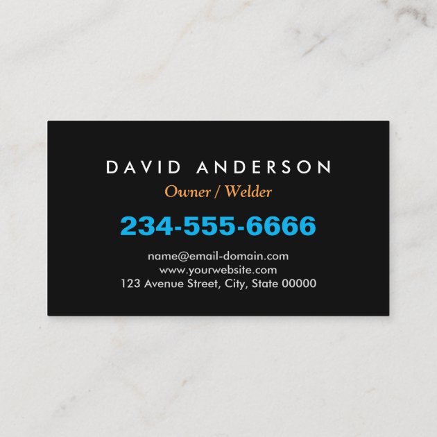 Professional Metal Welding Fabrication Contractor Business Card (back side)