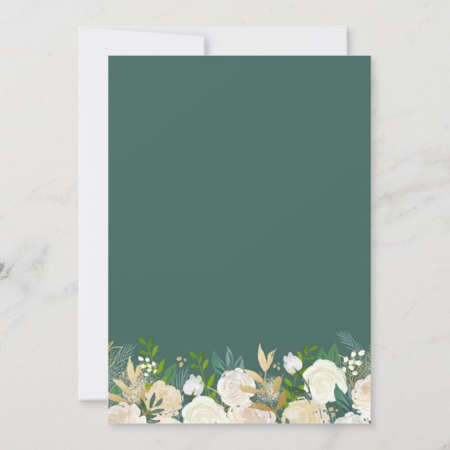 Modern Gold Ivory Green Floral Photo Save The Date