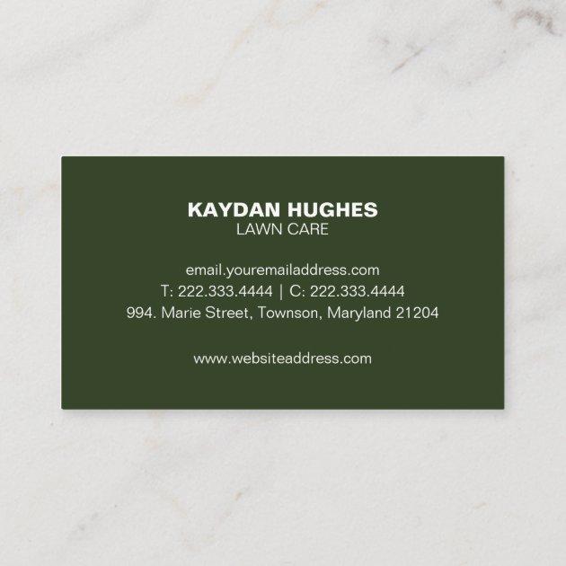 Lawn Care & Landscaping Business Card (back side)