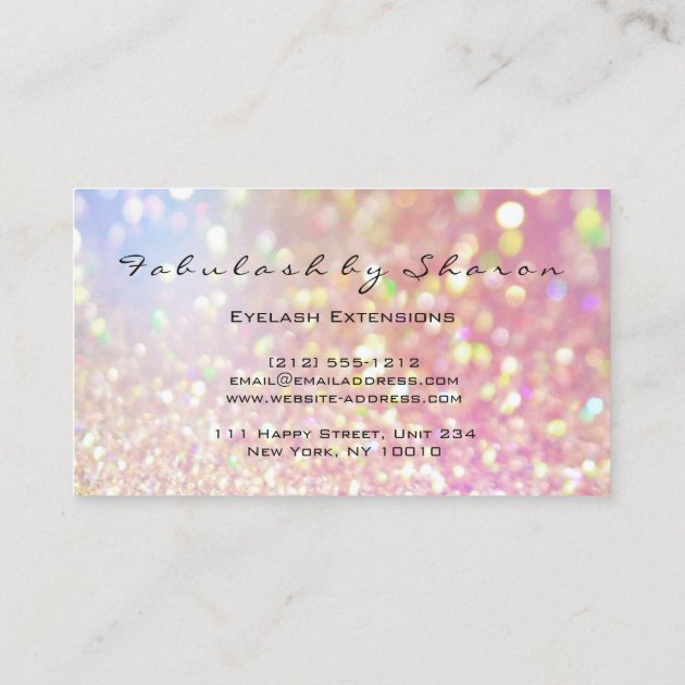 Makeup Artist Eyelash Pink Glitter Drips Rose Business Card (back side)